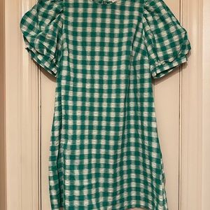 Green and white buffalo check dress — never worn